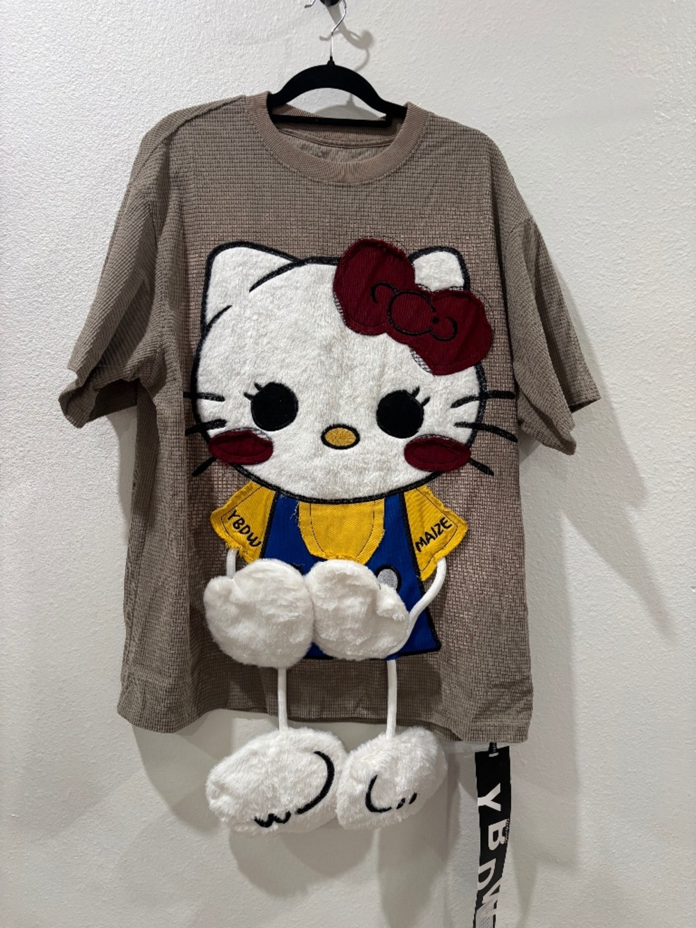 Hello Kitty NWT Oversized Waffle Knit Top w/ Dangling Hands & Adjustable Tabs